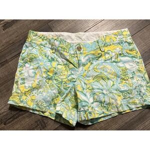 Lilly Pulitzer Shorts Callahan  Shorts Dandelion Yellow Blue Green Size 8